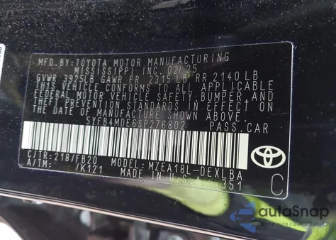 2025 Toyota Corolla Le z USA, uszkodzony, nr VIN 5YFB4MDE6SP276802